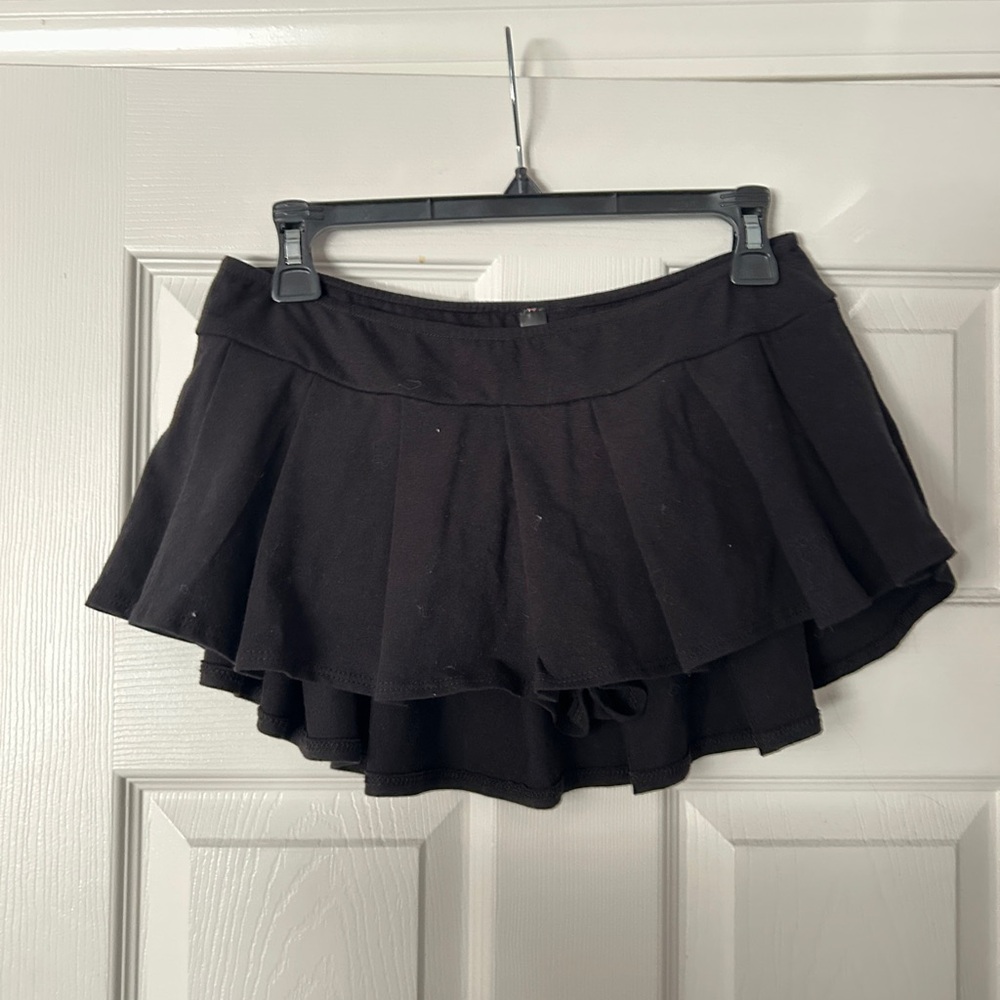 Black Cotton Mini Skirt